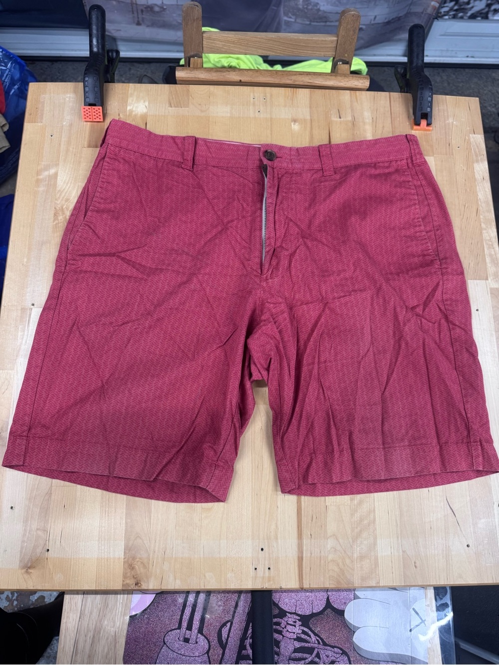 J. Crew Men's Patterned Red Flat-Front Shorts
